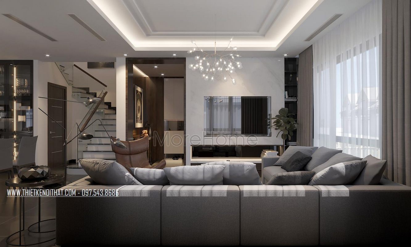 Thiết kế nội thất phòng khách biệt thự Ecopark c